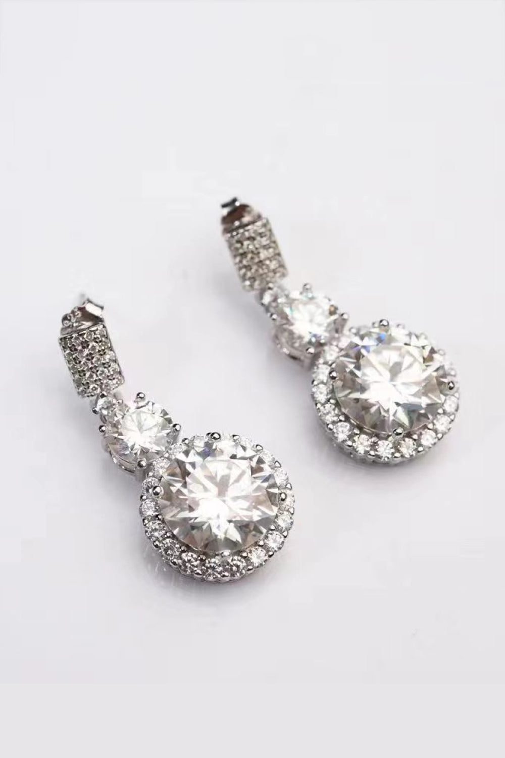 12 Carat Moissanite Platinum-Plated Drop Earrings - Sparkala