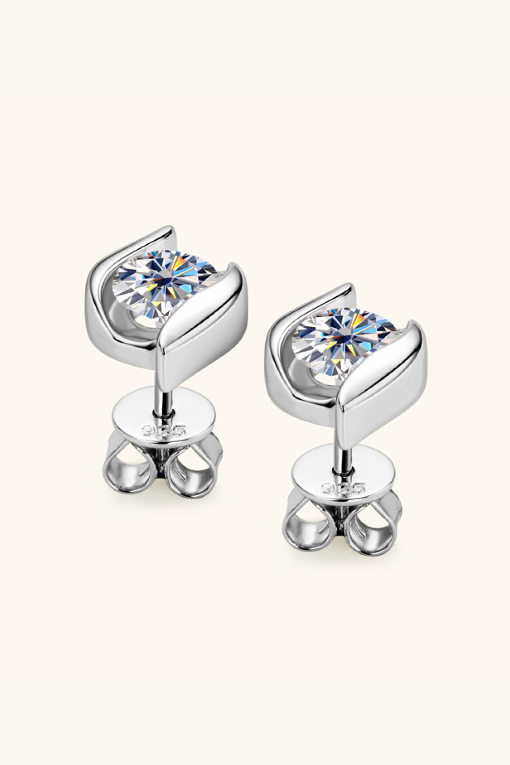 1 Carat Moissanite Platinum-Plated 925 Sterling Silver Stud Earrings - Sparkala