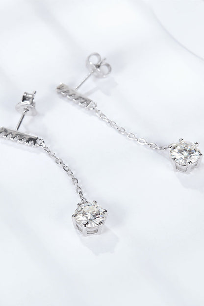 6-Prong Round Sparkala™ Moissanite Drop Earrings (Platinum-Plated Fine Silver)