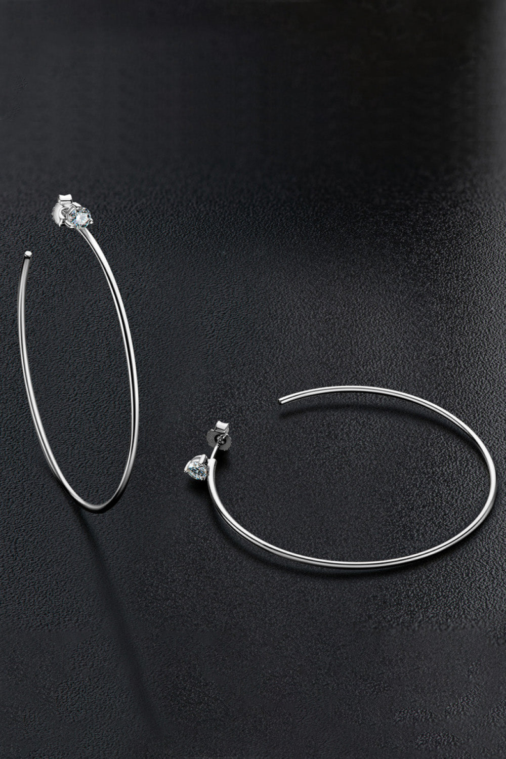 Adored 925 Sterling Silver Sparkala™ Moissanite Hoop Earrings (Platinum-Plated Fine Silver)