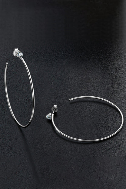 Adored 925 Sterling Silver Sparkala™ Moissanite Hoop Earrings (Platinum-Plated Fine Silver)