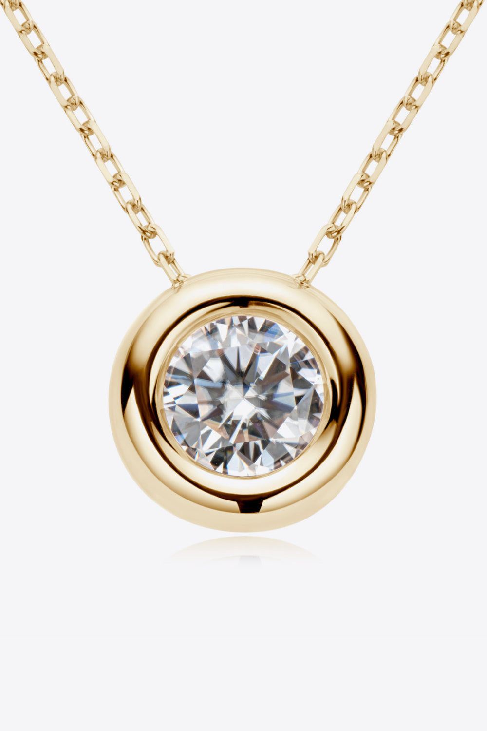 Adored 1 Carat Moissanite Pendant 925 Sterling Silver Necklace (Platinum-Plated Fine Silver)