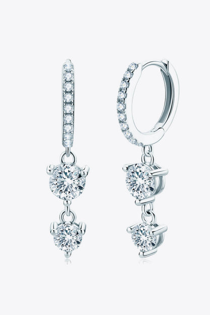 Adored Be The One Sparkala™ Moissanite Drop Earrings (Platinum-Plated Fine Silver)