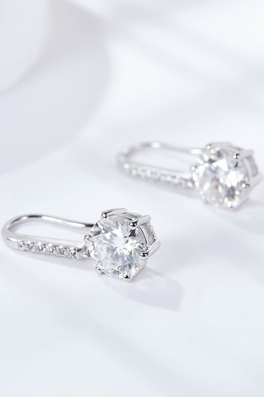 6-Prong Sparkala™ Moissanite Drop Earrings (Platinum-Plated Fine Silver)