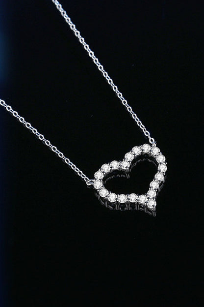 1 Carat Moissanite Heart Pendant Chain-Link Necklace (Platinum-Plated Fine Silver) - Sparkala