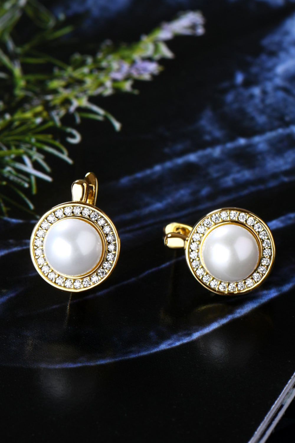 Sparkala™ Moissanite Pearl Platinum-Plated 925 Sterling Silver Earrings