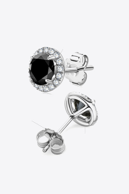 Two-Tone 4-Prong Sparkala™ Moissanite Stud Earrings (Platinum-Plated Fine Silver)