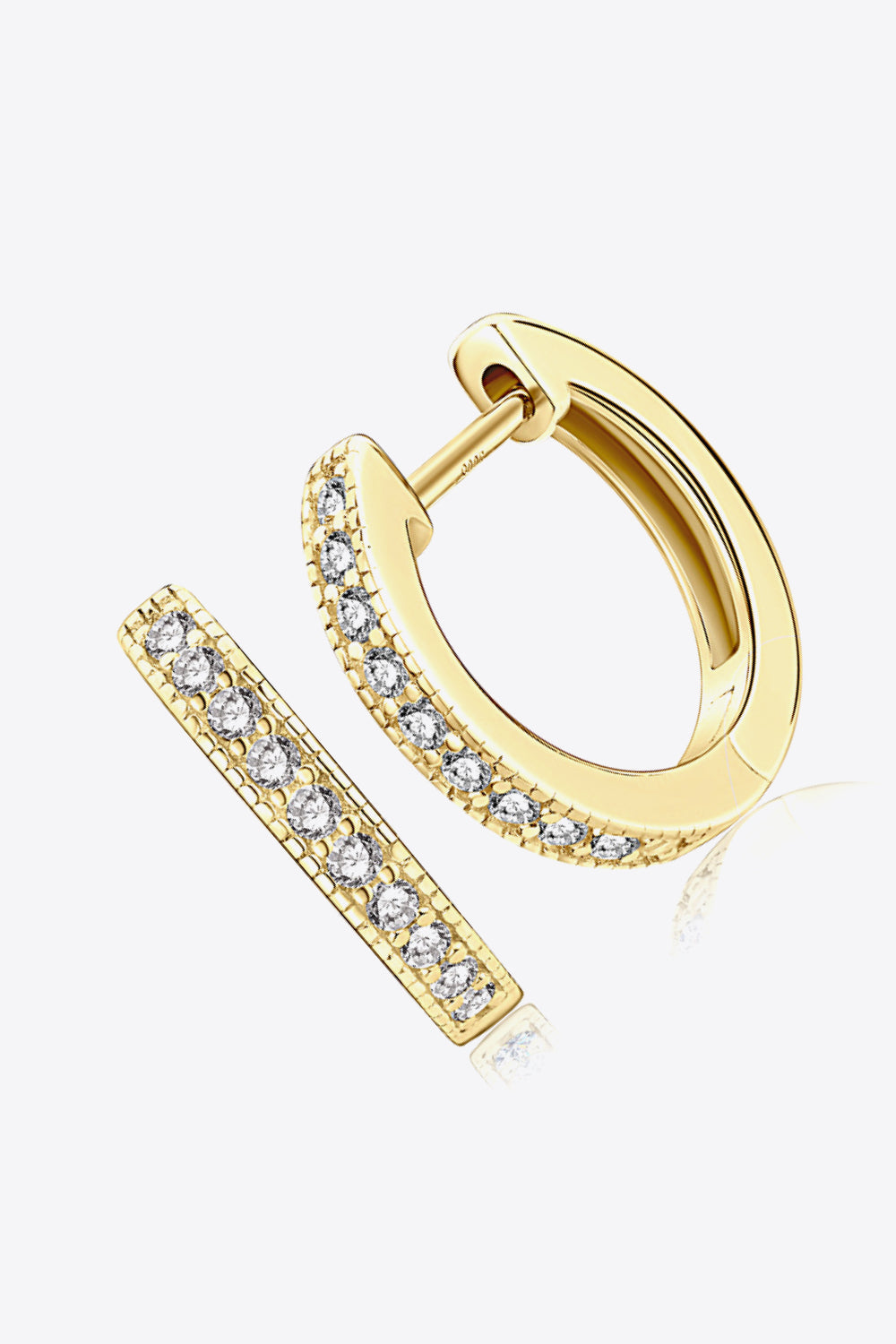 Inlaid Moissanite Hoop Earrings (Platinum-Plated Fine Silver) - Sparkala