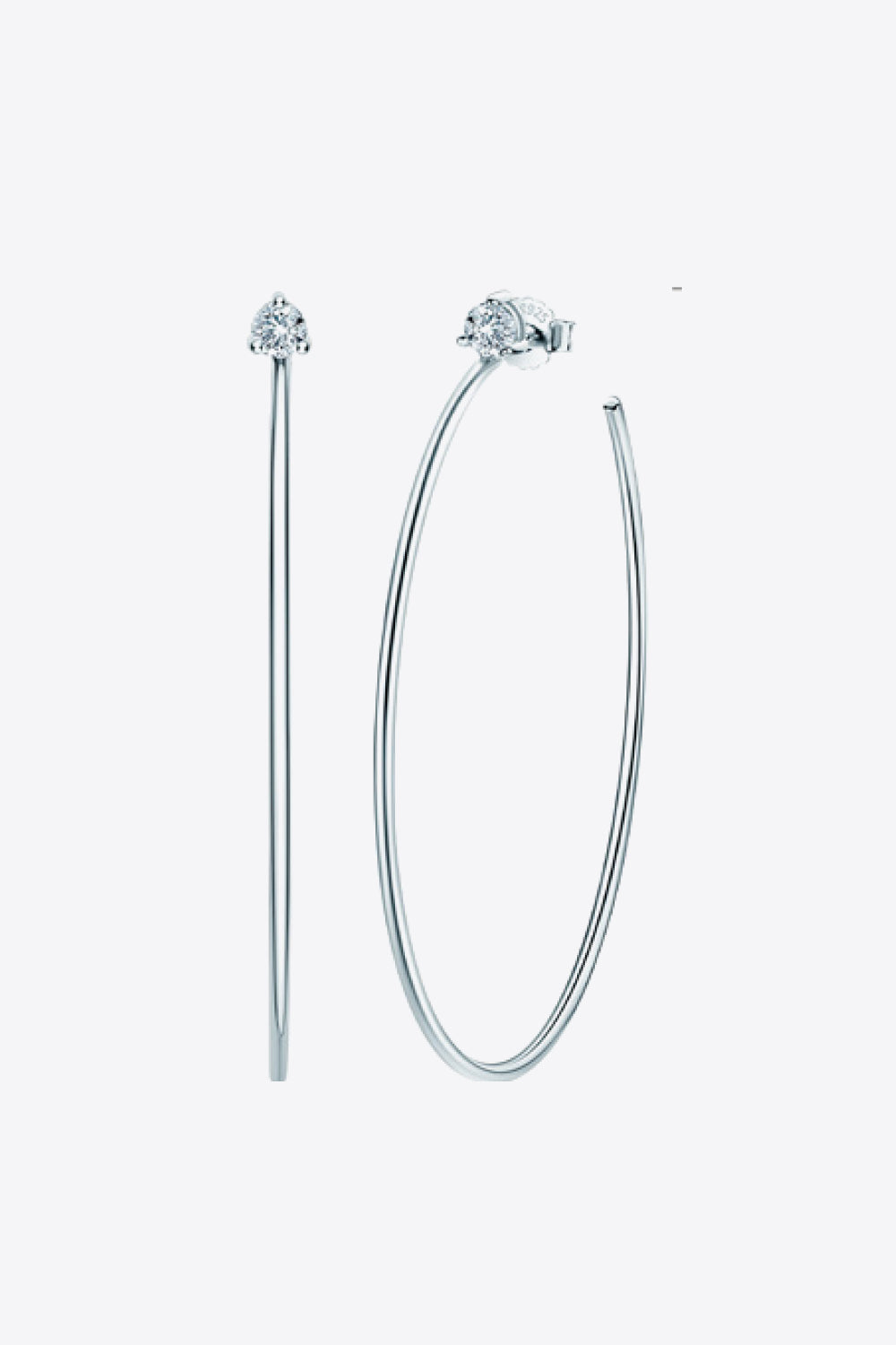 Adored 925 Sterling Silver Sparkala™ Moissanite Hoop Earrings (Platinum-Plated Fine Silver)