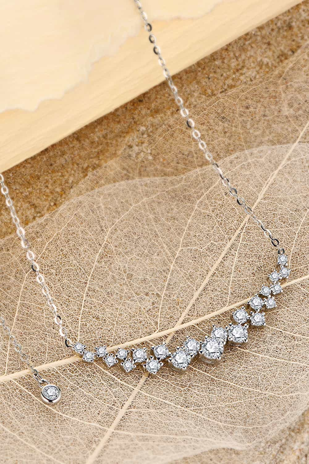 1.64 Carat Moissanite Platinum-Plated 925 Sterling Silver Necklace - Sparkala