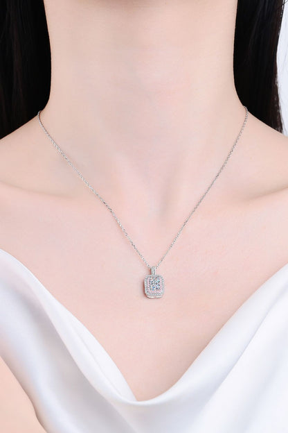 1 Carat Moissanite Geometric Pendant Chain Necklace (Platinum-Plated Fine Silver) - Sparkala