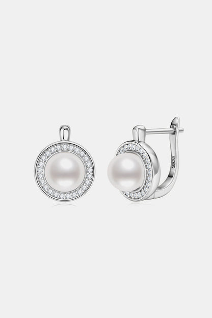 Sparkala™ Moissanite Pearl Platinum-Plated 925 Sterling Silver Earrings