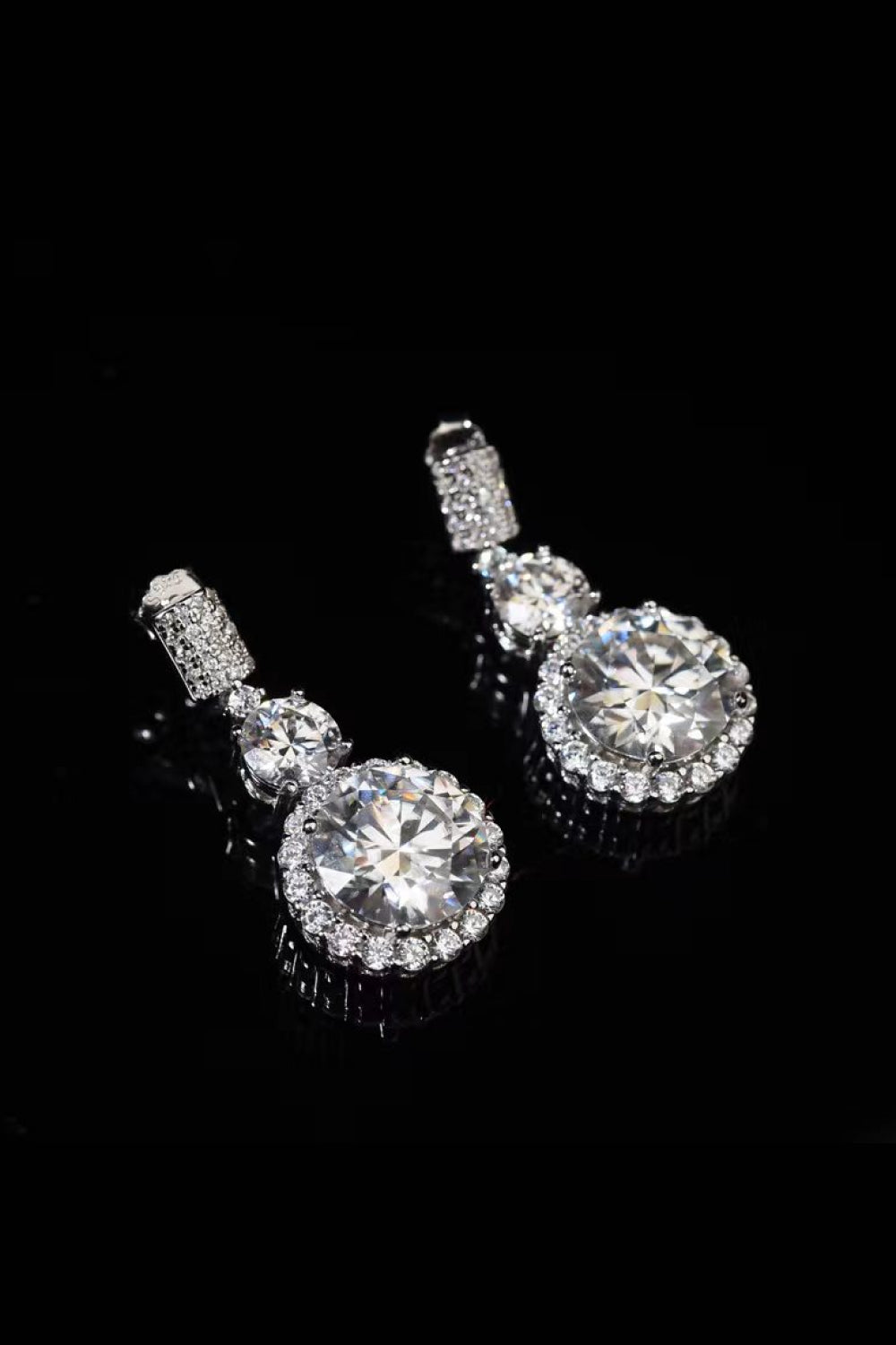 12 Carat Moissanite Platinum-Plated Drop Earrings - Sparkala