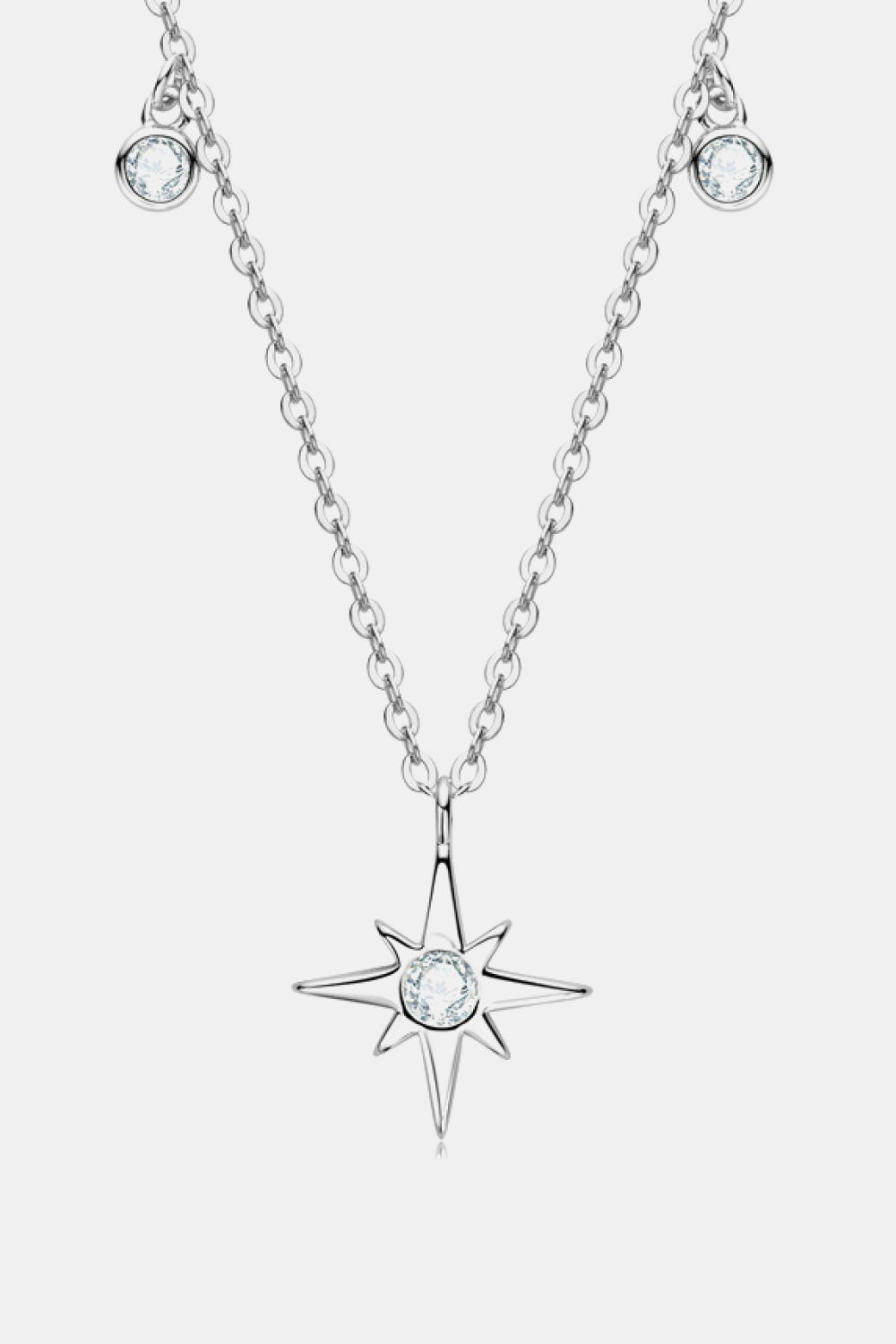 Sparkala™ Moissanite North Star Pendant Platinum-Plated 925 Sterling Silver Necklace