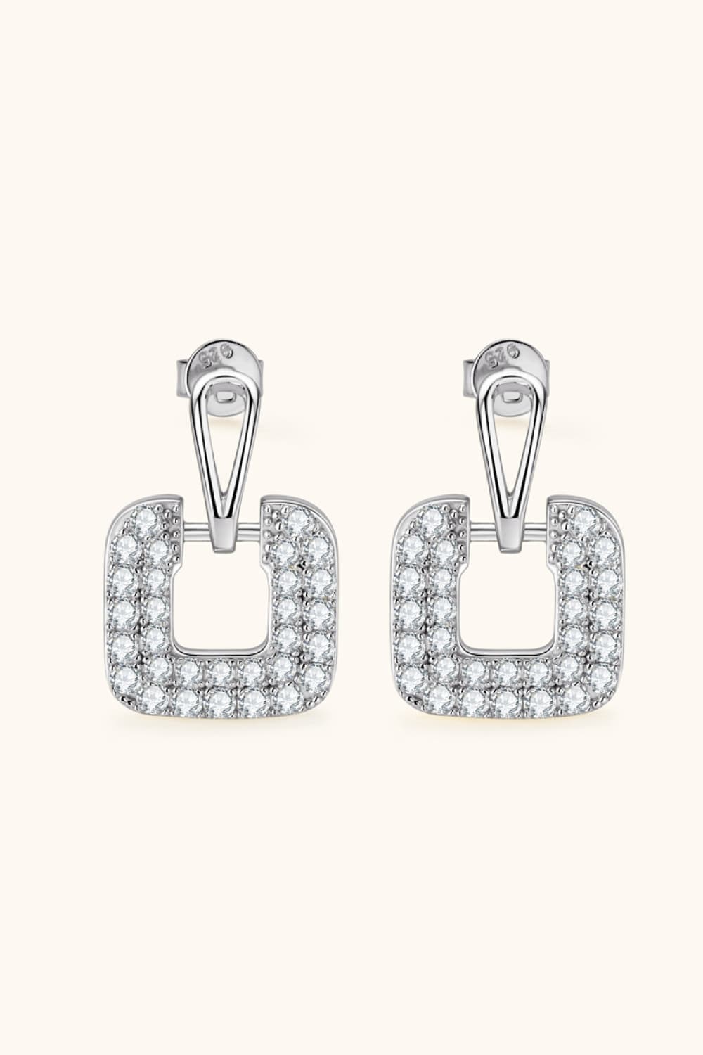 1.68 Carat Moissanite Platinum-Plated 925 Sterling Silver Drop Earrings - Sparkala