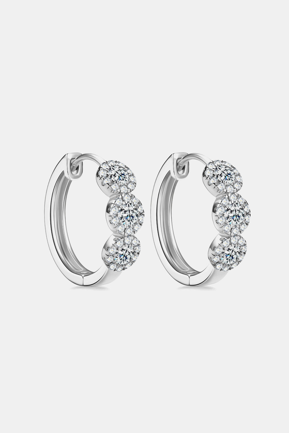 Sparkala™ Moissanite Platinum-Plated 925 Sterling Silver Huggie Earrings