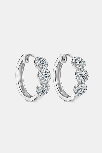 Sparkala™ Moissanite Platinum-Plated 925 Sterling Silver Huggie Earrings