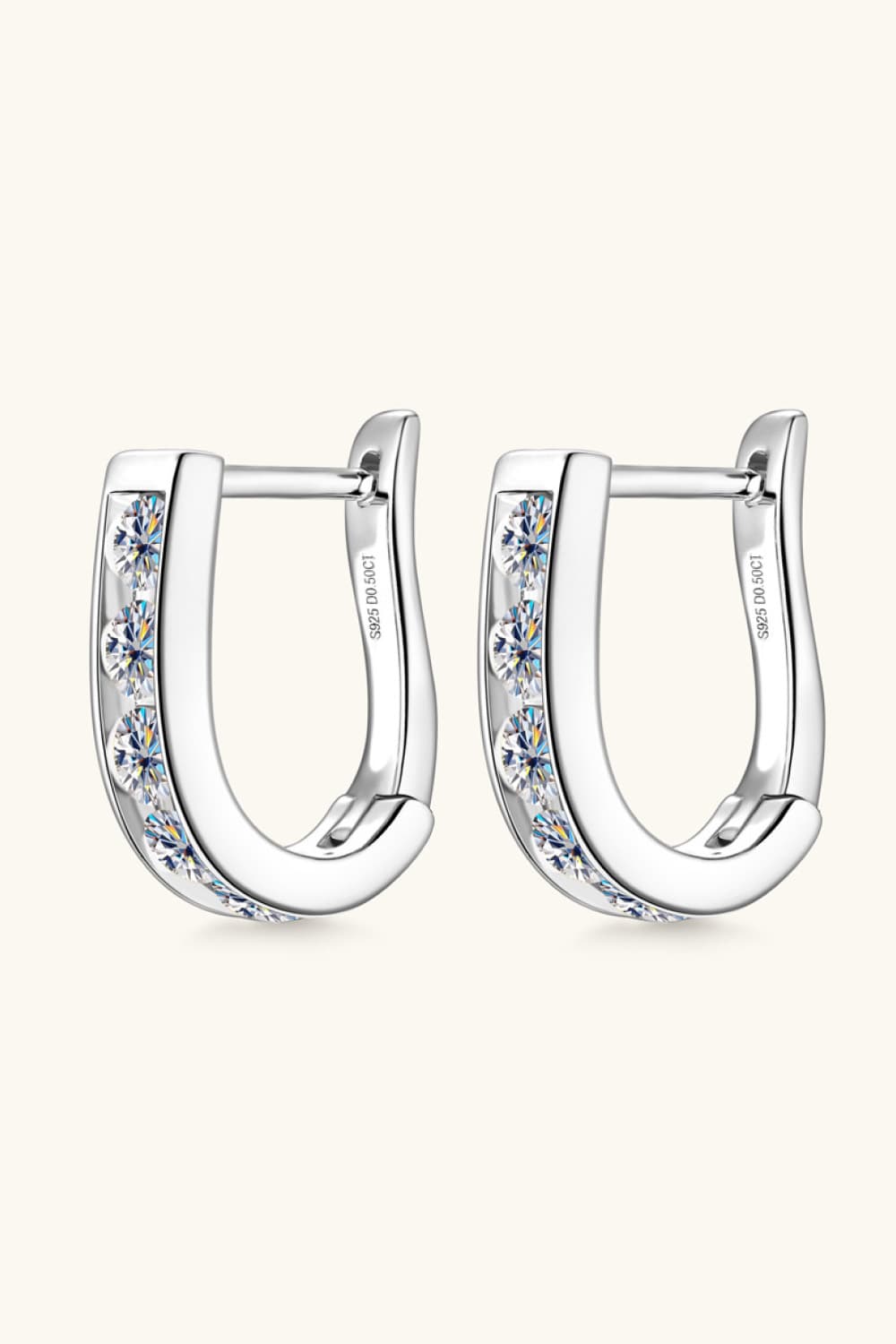 1 Carat Moissanite Platinum-Plated 925 Sterling Silver Earrings - Sparkala