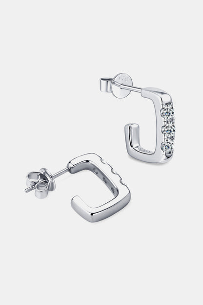 Sparkala™ Moissanite Platinum-Plated 925 Sterling Silver Geometrical Huggie Earrings