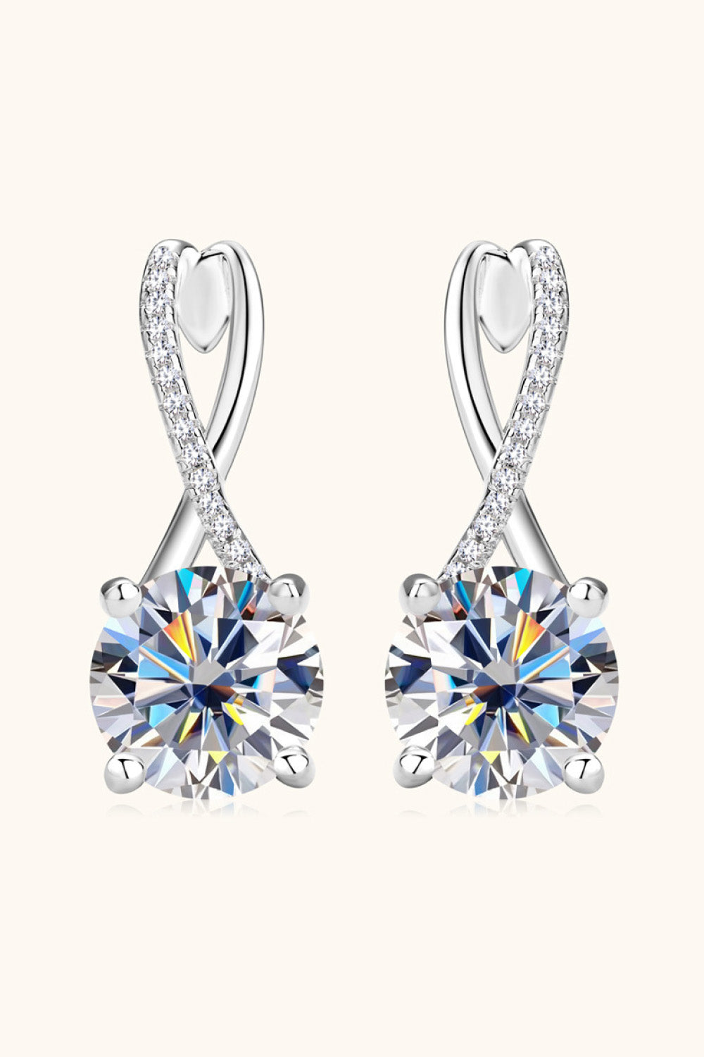 4 Carat Moissanite Platinum-Plated 925 Sterling Silver Earrings - Sparkala