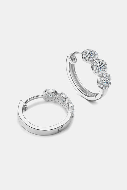 Sparkala™ Moissanite Platinum-Plated 925 Sterling Silver Huggie Earrings