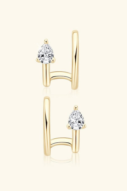 Sparkala™ Moissanite Platinum-Plated 925 Sterling Silver Cuff Earrings