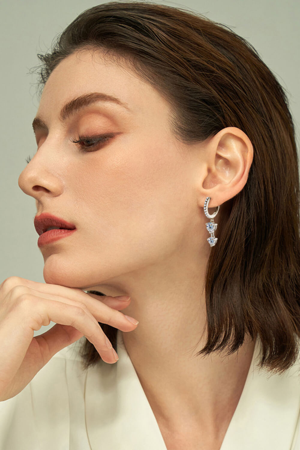 Adored Be The One Sparkala™ Moissanite Drop Earrings (Platinum-Plated Fine Silver)