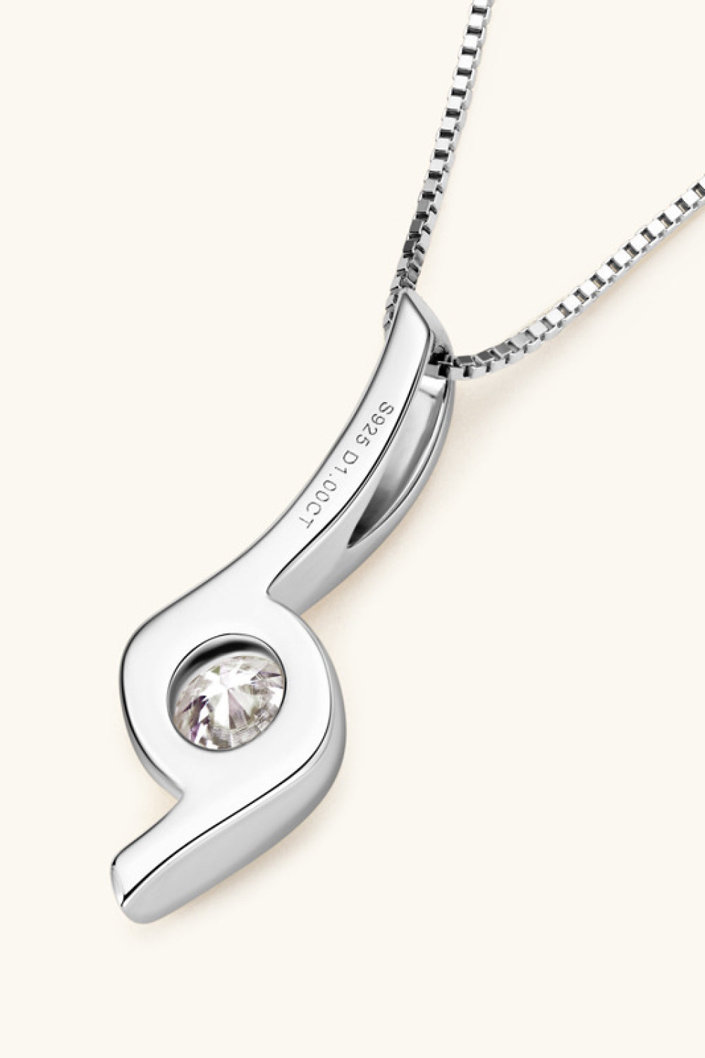 1 Carat Moissanite Platinum-Plated 925 Sterling Silver Necklace - Sparkala