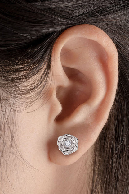 Adored Sparkala™ Moissanite Flower 925 Sterling Silver Earrings (Platinum-Plated Fine Silver)