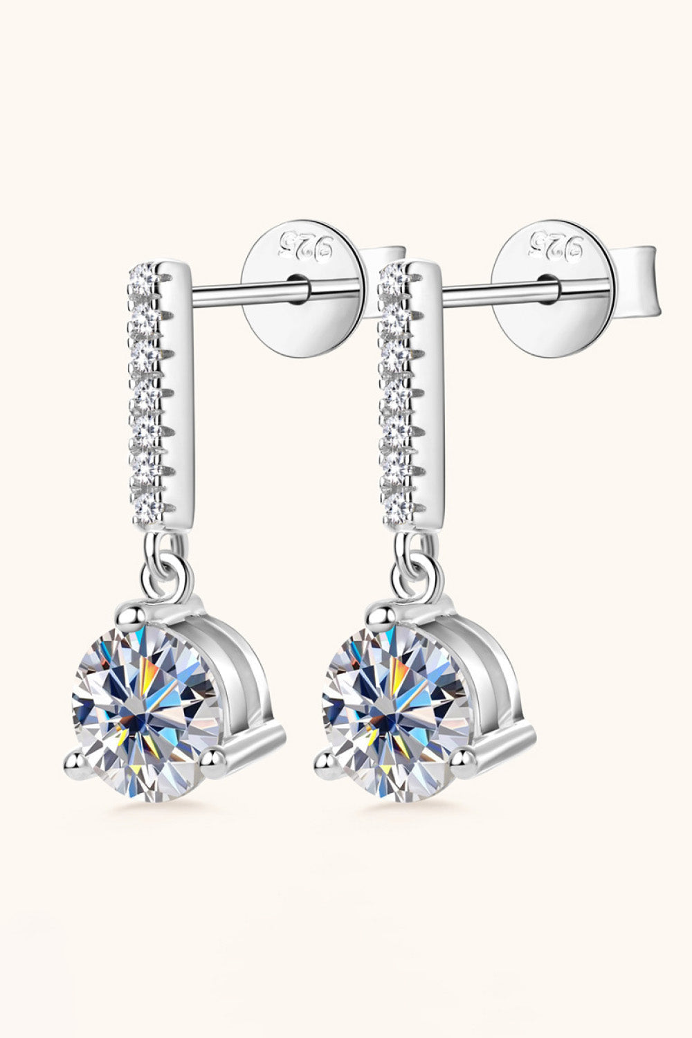 2 Carat Moissanite Platinum-Plated 925 Sterling Silver Drop Earrings - Sparkala