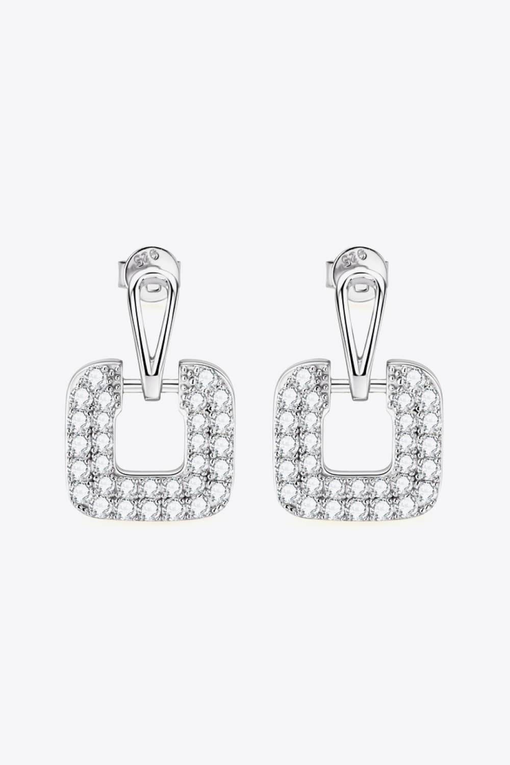 1.68 Carat Moissanite Platinum-Plated 925 Sterling Silver Drop Earrings - Sparkala