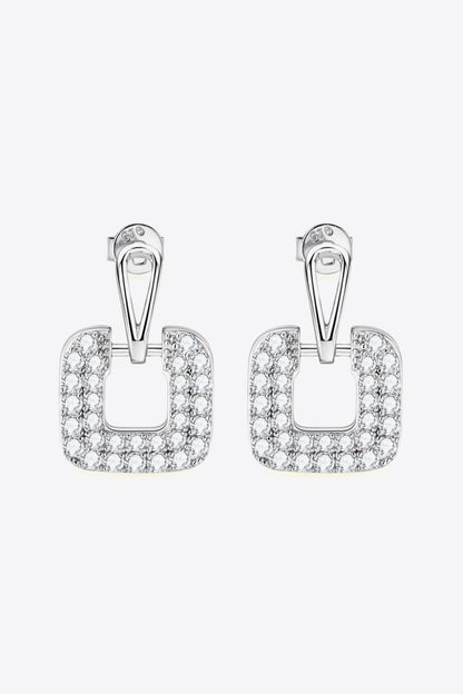 1.68 Carat Moissanite Platinum-Plated 925 Sterling Silver Drop Earrings - Sparkala