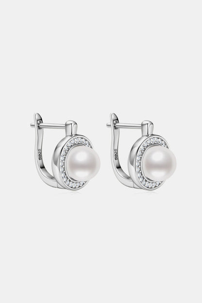 Sparkala™ Moissanite Pearl Platinum-Plated 925 Sterling Silver Earrings