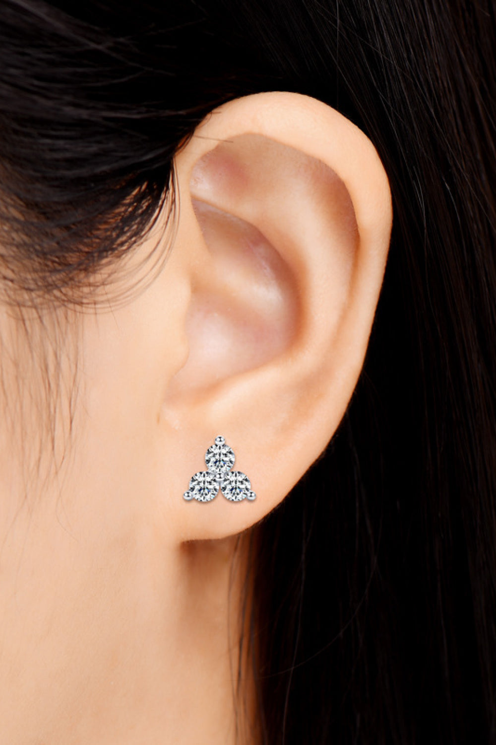 Moissanite Platinum-Plated 925 Sterling Silver Stud Earrings