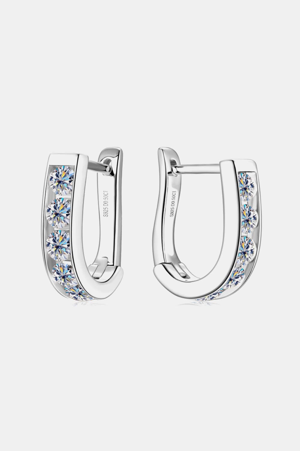 1 Carat Moissanite Platinum-Plated 925 Sterling Silver Earrings - Sparkala