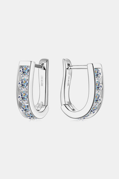 1 Carat Moissanite Platinum-Plated 925 Sterling Silver Earrings - Sparkala