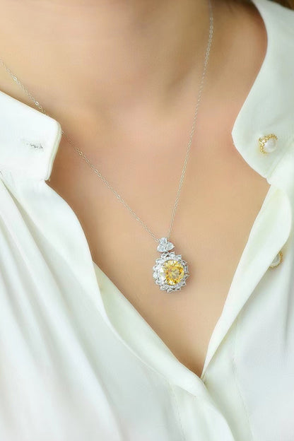 5 Carat Yellow Sparkala™ Moissanite Pendant Necklace (Platinum-Plated Fine Silver)