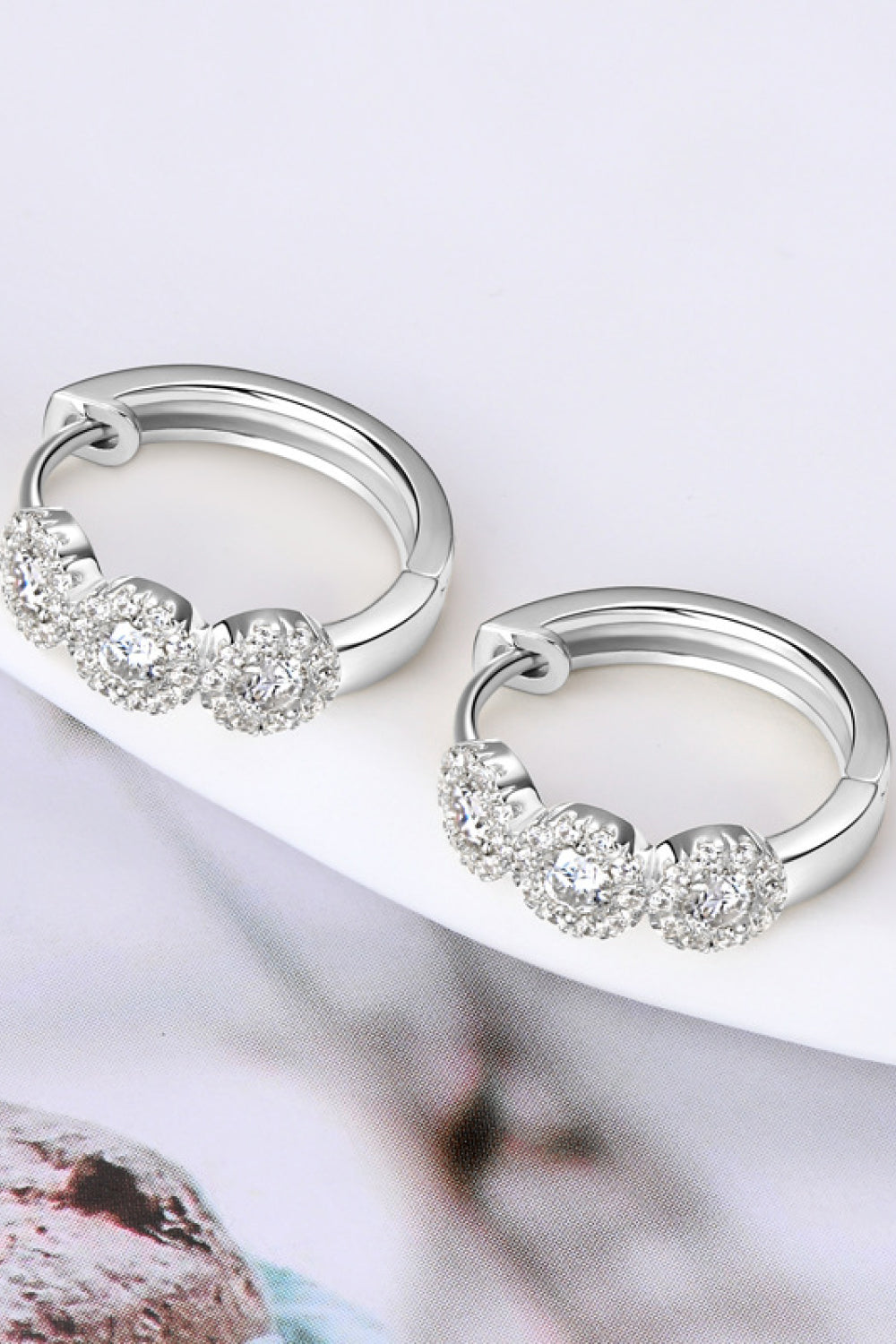 Sparkala™ Moissanite Platinum-Plated 925 Sterling Silver Huggie Earrings