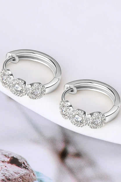 Sparkala™ Moissanite Platinum-Plated 925 Sterling Silver Huggie Earrings