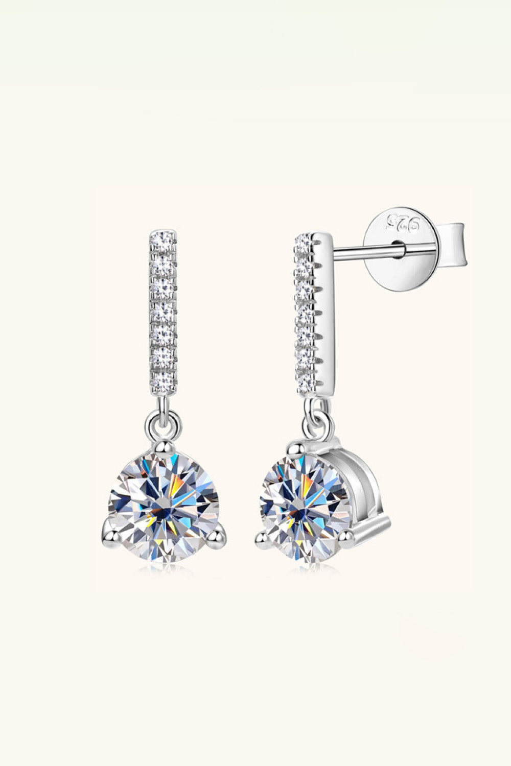 2 Carat Moissanite Platinum-Plated 925 Sterling Silver Drop Earrings - Sparkala