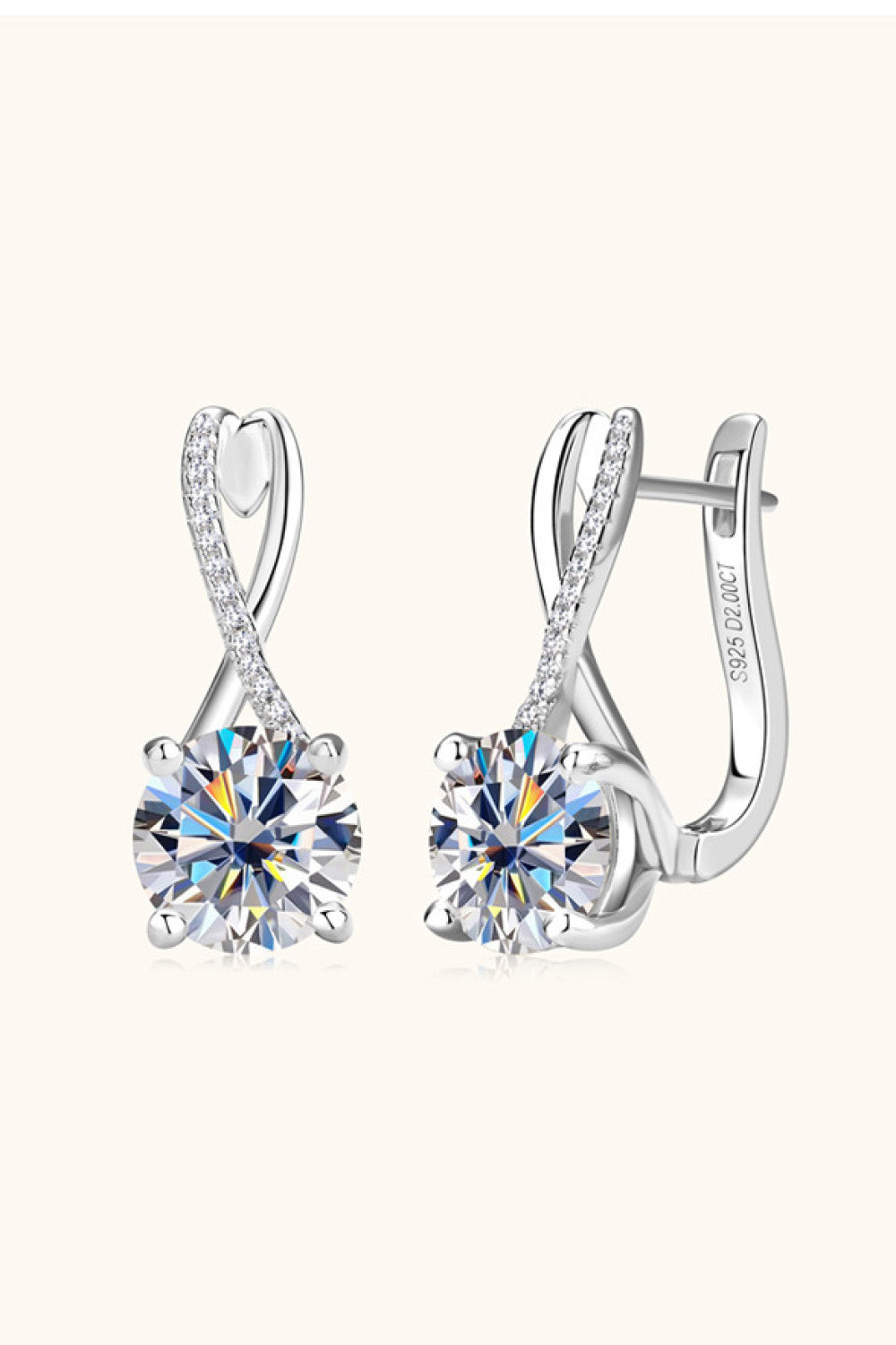 4 Carat Moissanite Platinum-Plated 925 Sterling Silver Earrings - Sparkala