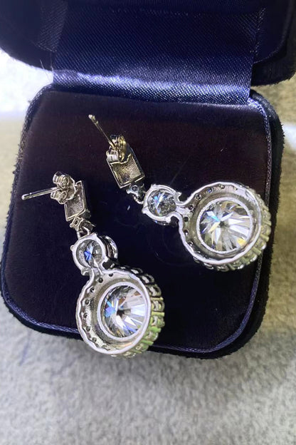 12 Carat Moissanite Platinum-Plated Drop Earrings - Sparkala