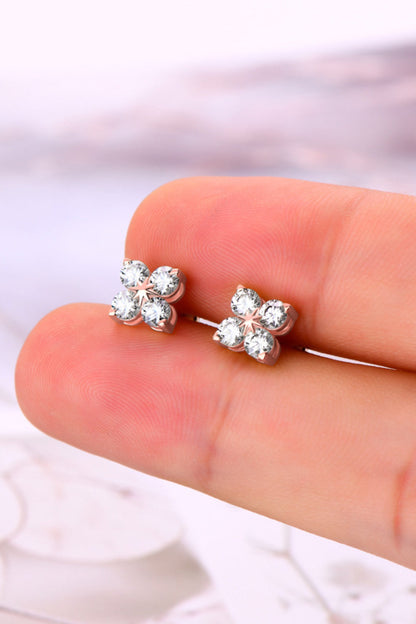 Sparkala™ Moissanite Platinum-Plated 925 Sterling Silver Four-Leaf Clover Shape Earrings