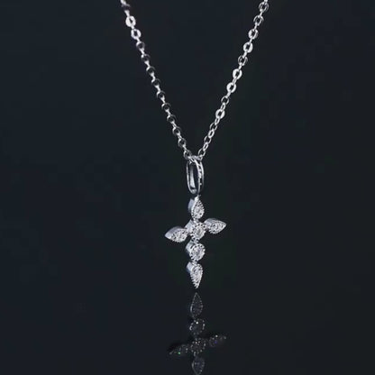 Moissanite Cross Pendant Necklace (18k Gold over Fine Sterling Silver)