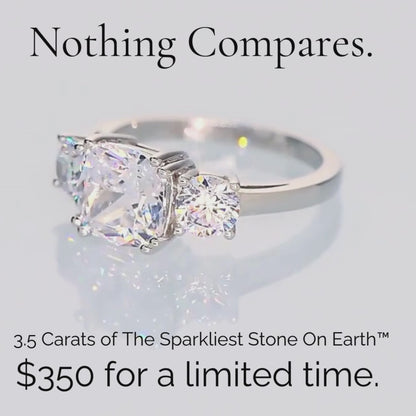 3.5 Carat Sparkala™ Moissanite Three-Stone Ring (Platinum over Fine Sterling Silver)