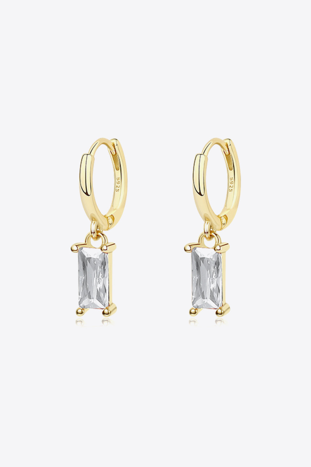Retro Pure Sterling Silver Cubic Zirconia Drop Earrings
