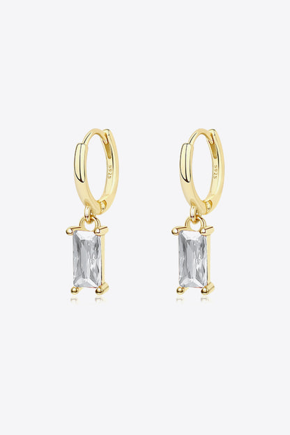 Retro Pure Sterling Silver Cubic Zirconia Drop Earrings