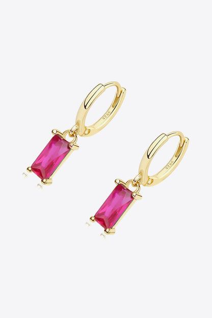 Retro Pure Sterling Silver Cubic Zirconia Drop Earrings