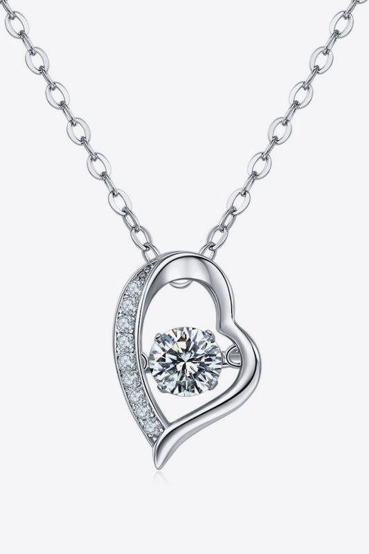 Platinum-Plated 925 Sterling Silver Moissanite Pendant Necklace