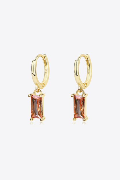 Retro Pure Sterling Silver Cubic Zirconia Drop Earrings
